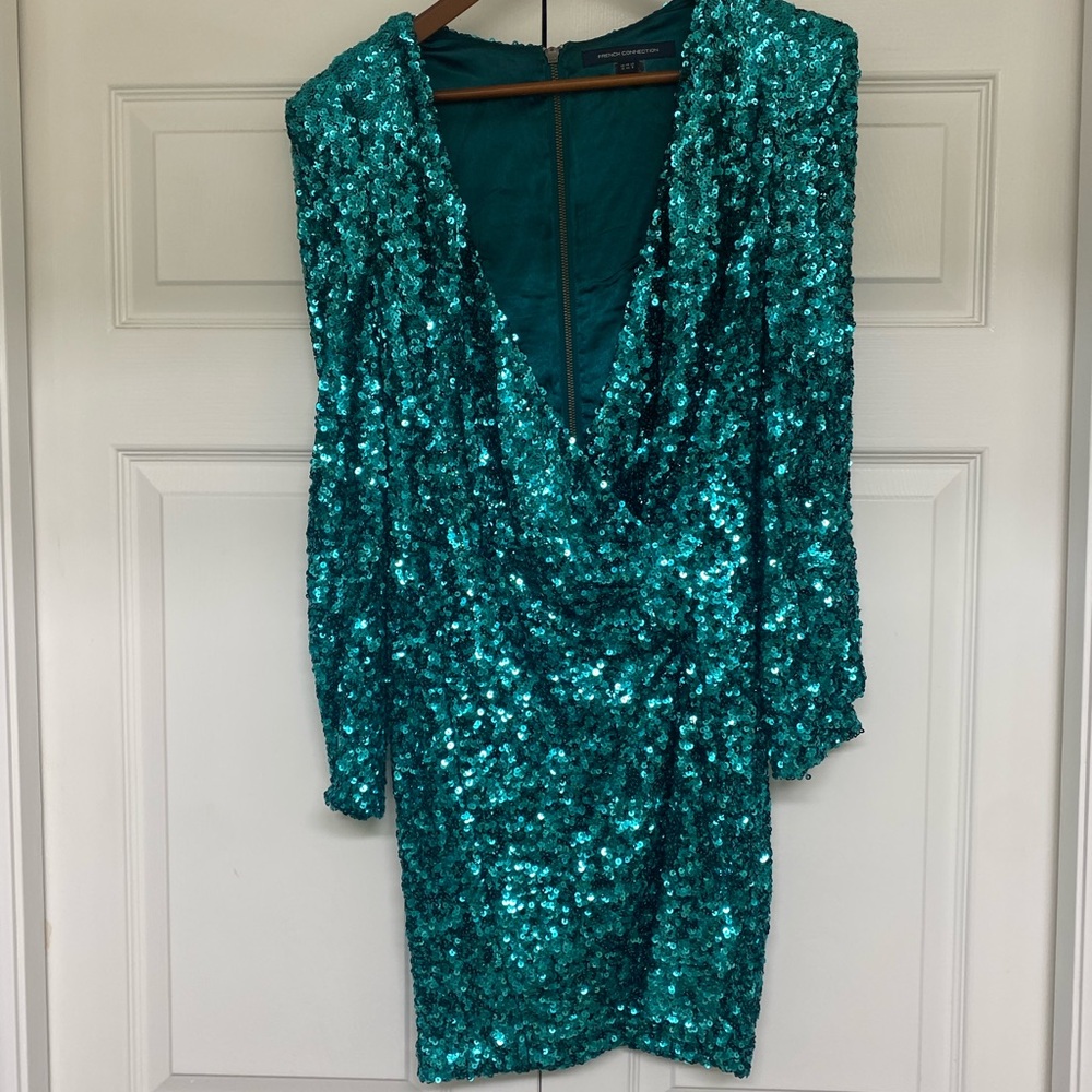 French Connection Sequin Teal/Green Dress
